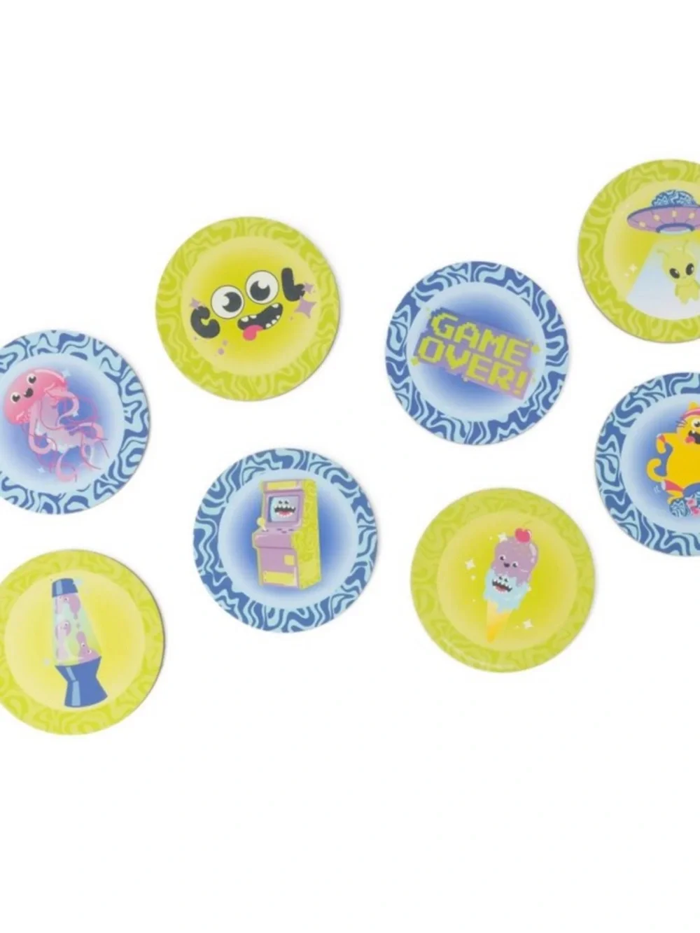 Hide and Glow Game Glow-in-the-Dark Set of 16 Discs - Green & Blue, New!